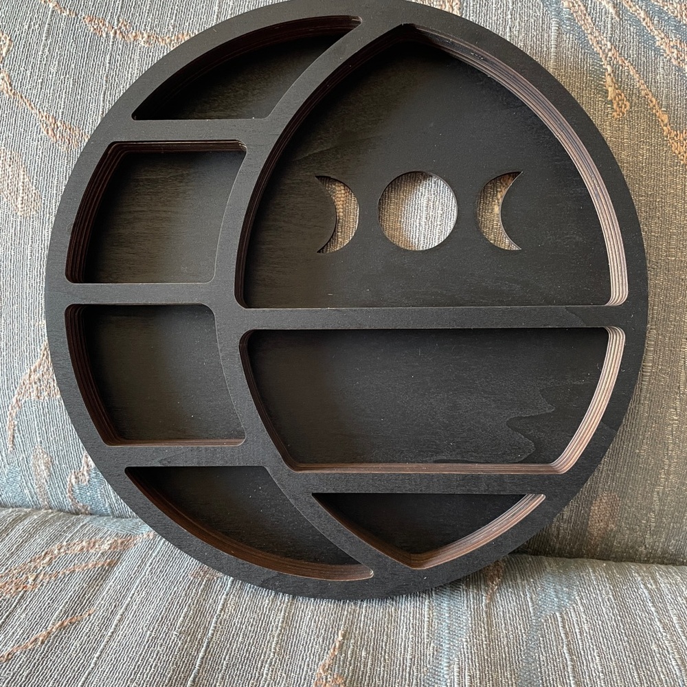 Dark Brown Moon Phase Wall Shelf